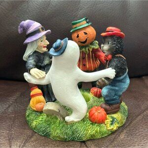 Vintage Halloween Ceramic Tea Light Votive Candle Holder - Witch Ghost Pumpkin